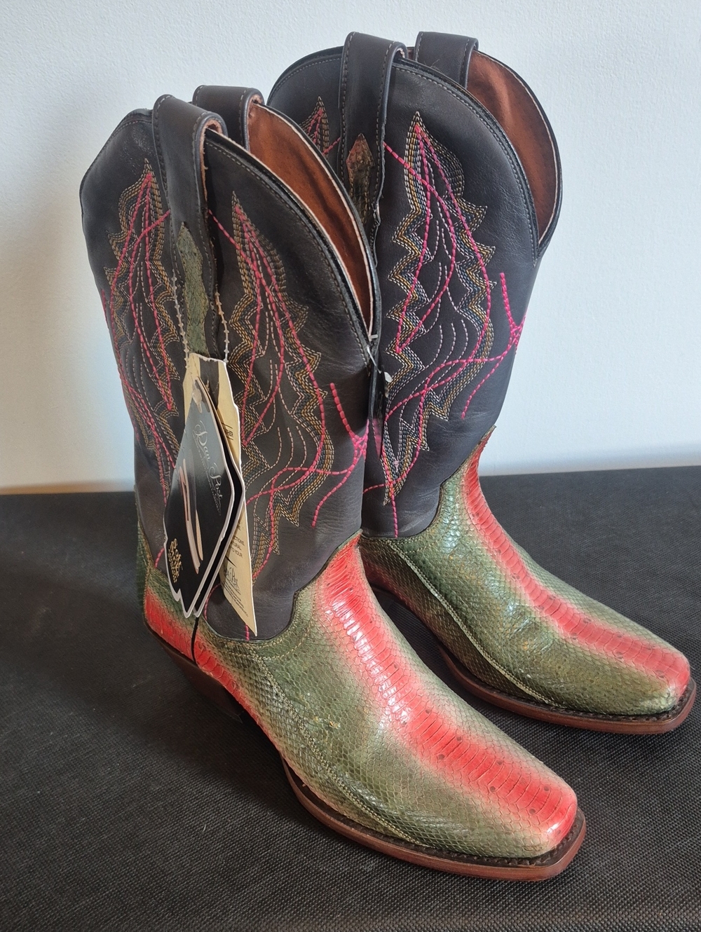 Dan Post Women's Exotic Watersnake Skin Western Boots-Square Toe 7
